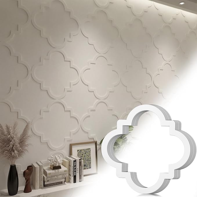 Yalikop 6 Pcs 3D 12 Inch Wall Panels Premade Wainscoting Kit, Symmetrical | Large Art Decorative Molding Panel for Wall 12"w x 12"h x 0.3"p Moroccan Wall Art for Living Rooms, Offices Without Glue - Image 3