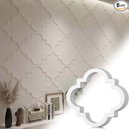Yalikop 6 Pcs 3D 12 Inch Wall Panels Premade Wainscoting Kit, Classic | Large Art Decorative Molding Panel for Wall 12"w x 12"h x 0.3"p Moroccan Wall Art for Living Rooms, Offices Without Glue by Yalikop