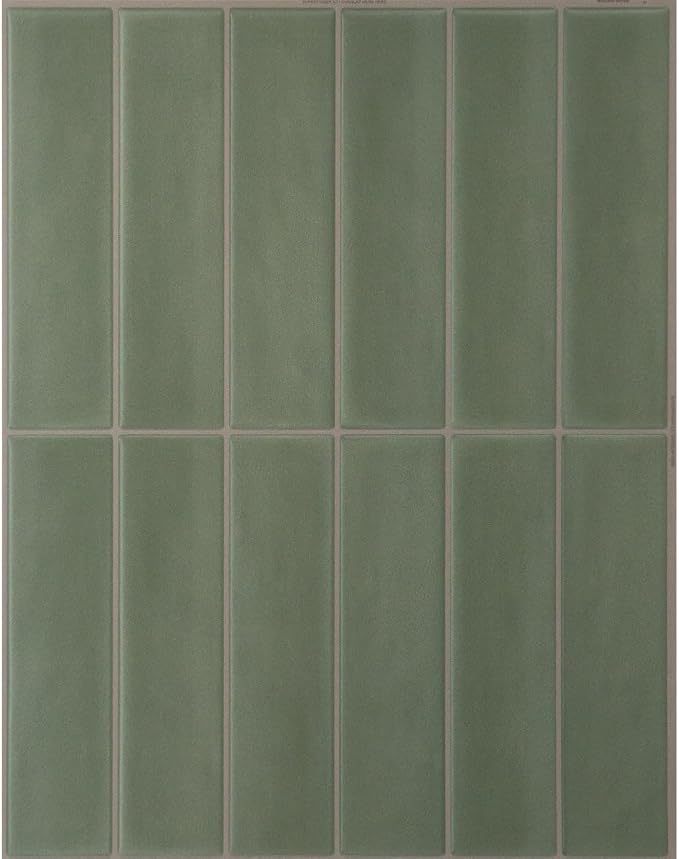 Smart Tiles Peel and Stick backsplash, Stacked Olive Green, 11.43"x9" | Pack of 5 (3.5 sq ft), Matte, Heat/Moisture Resistant, Low VOC, Kitchen/Bathroom, Renter Friendly, Made in Canada by SmartTiles-OriginalPeelandStickBacksplashTiles