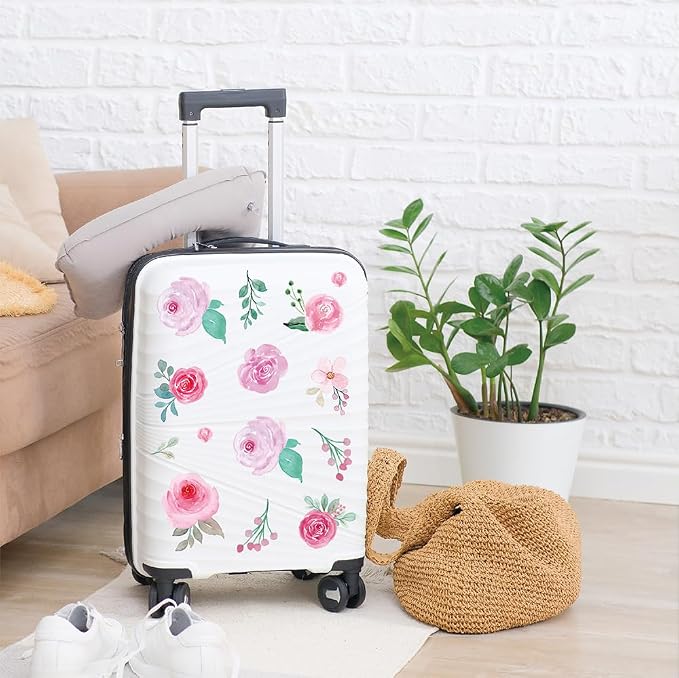 114 PCS Aesthetic Peel & Stick Watercolor Pink Flowers Wall Decals Set | 12 Sheets Removable Rose & Peony Floral Wall Stickers for Nursery, Girls Room, Living Room & Wedding Backdrops Decor - Image 6