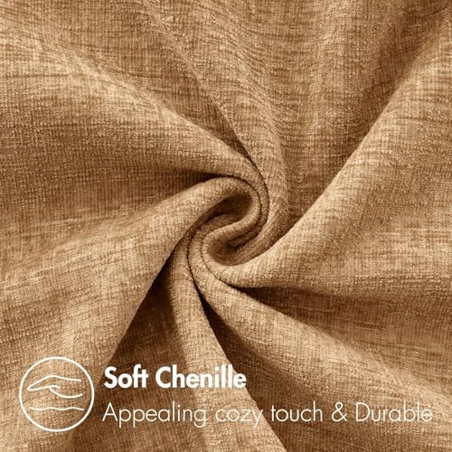 MIULEE Chenille Fall Throw Pillow Covers Apricot Brown 20x20 Pack of 2 - Image 3