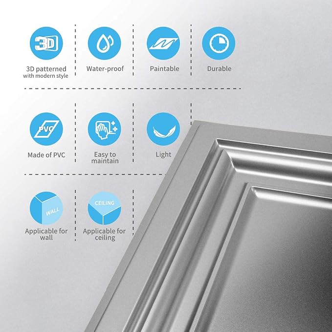 Art3d PVC Ceiling Tiles, 2'x2' Plastic Sheet in Pure White (48-Pack, Multi-Pack) - Image 7