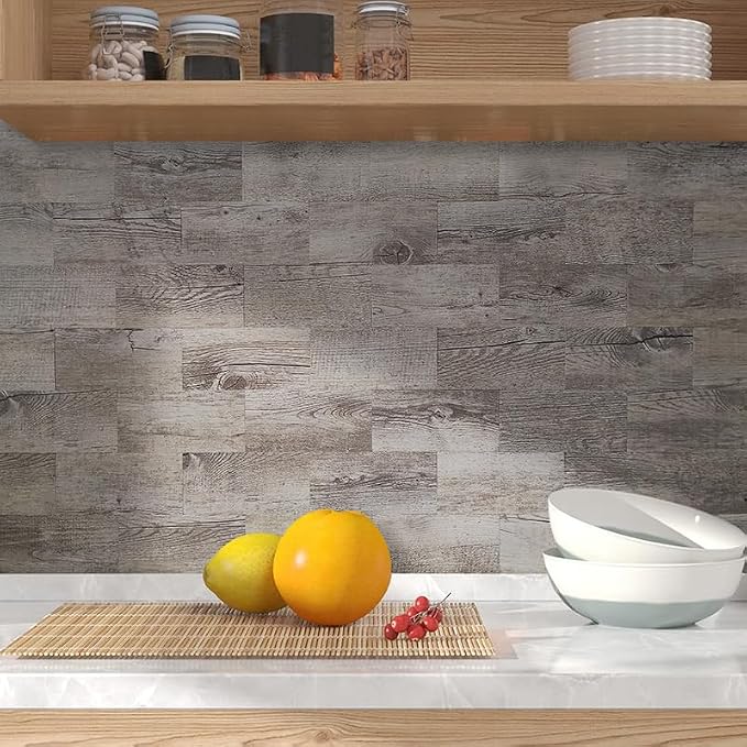 AULIGET Peel and Stick Backsplash PVC Tile, 3" x 6" Dover Gray Stick on Tiles for Backsplash Kitchen and Bathroom, 4 Pieces - Image 2