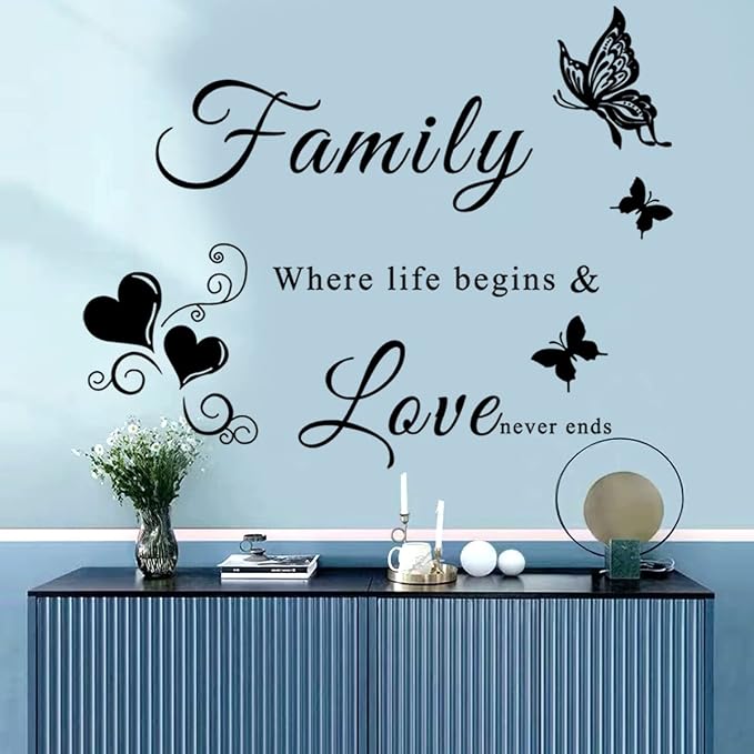 Family Wall Sticker Decals: Inspirational Quote Vase Art Vinyl Lettering Saying for Living Room, Bedroom & Dining Room Decor - Image 3
