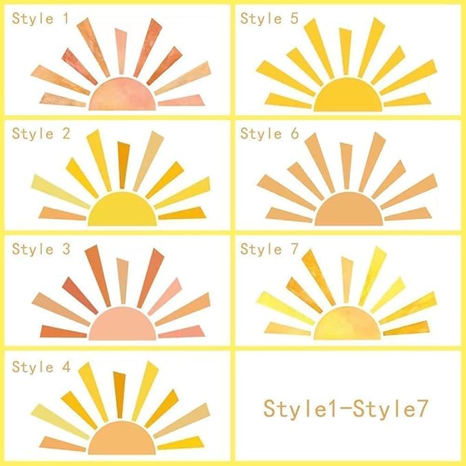 42 x 23.5 Inch Boho Half Sun Wall Decal - Watercolor Mural, Modern Vinyl Peel and Stick Sticker, Removable for Classroom, Living Room, Bedroom, Playroom Decor - Image 5