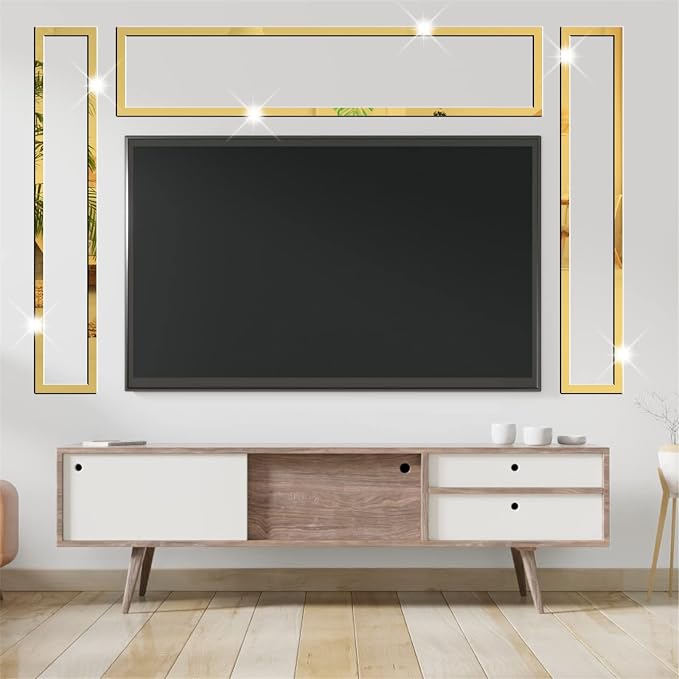 Stripe Mirror Wall Stickers Gold Acrylic Mirror Decals Decor Peel and Stick - Image 6