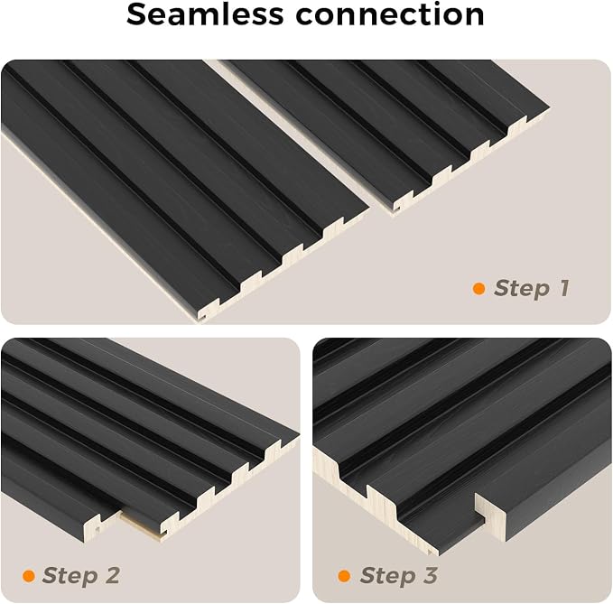 Slat Wall Panel 4-Pack, 108’’x5.7’’, Black | Real Wood Material, with 2Pcs End Trims, Wood Wall Panel for Interior Wall Decor, Bedroom, Living Room, TV Background - Image 4