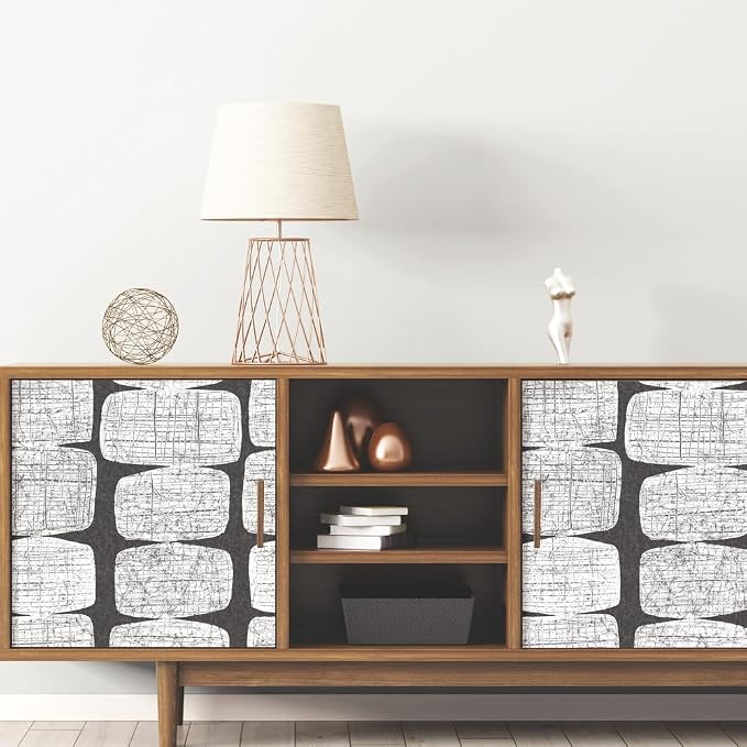 RoomMates RMK12348PL Mid-Century Beads Peel and Stick Wallpaper, Black, White - Image 5