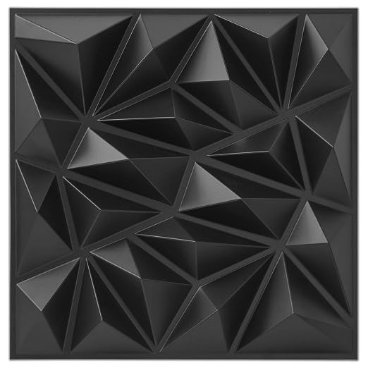 Art3dwallpanels 33 Pack 3D Wall Panels, Black PVC | Modern Raised 3D Wall Tiles, Waterproof Fireproof, 33 Sheets Large Pack, Easy DIY Mount for Residential Commercial Wall by Art3dwallpanels
