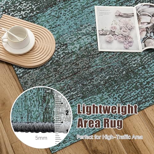 RUGSURE Washable Area Rug - 1/6 Thick - Stain & Water Resistant Non-Slip - Resistant Rug for Living Room, Bedroom, Nursery, Pet & Child Friendly, Vintage Charm Area Rugs (Green, 6' x 9') - Image 6