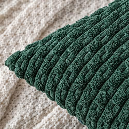 MIULEE Decorative Throw Pillow Covers 18x18 Dark Green Textured Corduroy - Image 2