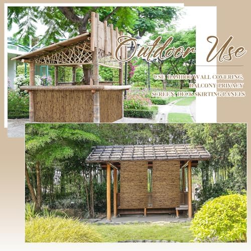 Juexica 2 Pcs Natural Bamboo Wall Panel for Interior Wall 48''x96'' Bamboo Covering Renewable Pole Wainscoting Room Divider Wrap Decor for Bedroom Living Room Kitchen Island Office (Dark Burned) - Image 6