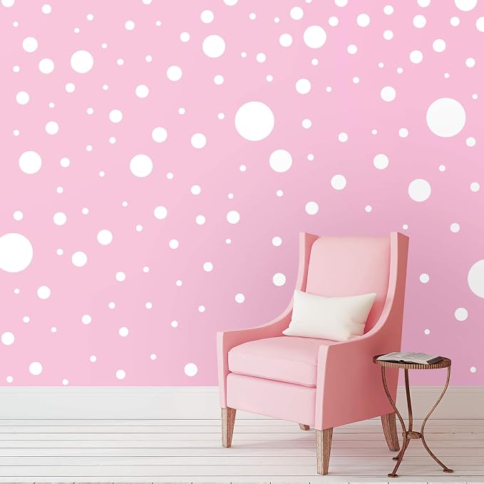 Zonon 264 Pcs White Polka Dot Wall Decals, Circle Vinyl Stickers | Removable Peel and Stick, For Nursery Bedroom Playroom Classroom Decor, Easy Application on Smooth Surfaces, Safe Vinyl by Zonon