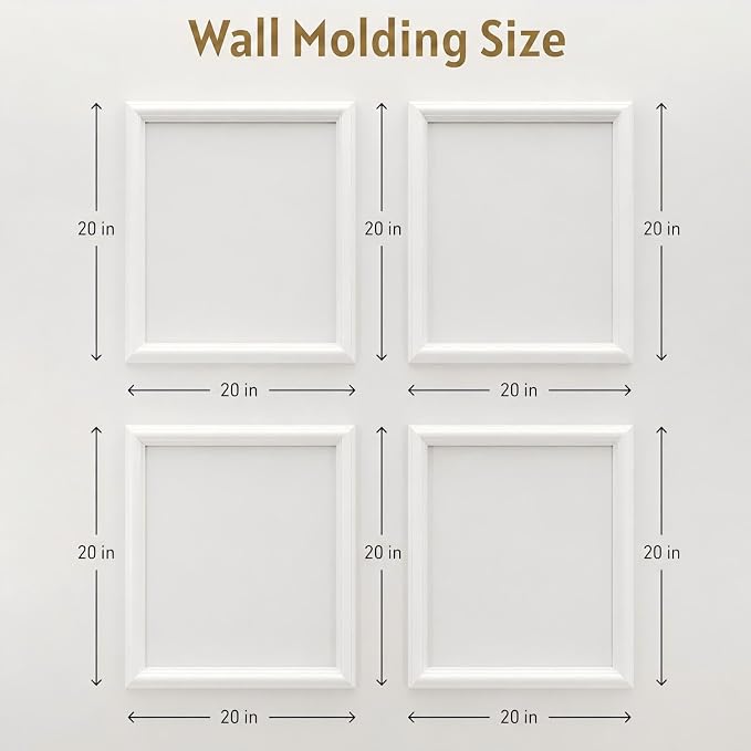 Pre-Cut Peel and Stick Wall Molding, 4 Frames, 20 x 20 Inch | Four 20 x 20 in pre-cut frames with peel-and-stick backing for easy DIY wainscoting, accent walls, doors, and cabinets. - Image 2