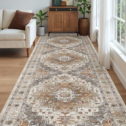 Madane 4x12 Wide Hallway Runner Rug Washable for Living Room, Turmeric/Grey - Image 4