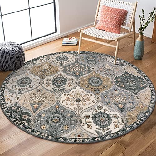 Lahome Moroccan Washable Round Rugs, Soft Vintage Round Rug 4ft by Lahome