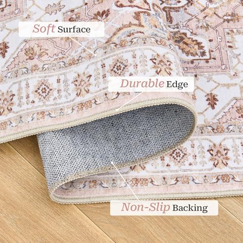 Madane Kitchen Runner 2'6''x8' Soft Rug Runners for Hallways, Pink - Image 3