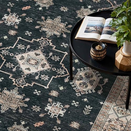 Rugxara 4x6 Area Rug for Living Room Bedroom Washable Rug, Black - Image 4