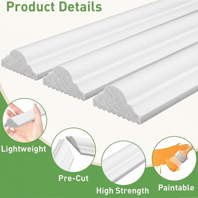 Peel and Stick Wall Molding, 3 Set Pre-Cut & Paintable Wainscoting Panels | Upgraded 1.37" Width, Lightweight & Ready-to-Assemble Molding Trim for Interior Wall Décor Living Room Bedroom Accent - Image 3