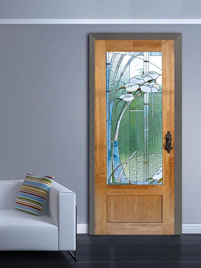 artfanke 3D Stained Glass Door Sticker Peel and Stick 30.3"x78.7"- Self-Adhesive Retro Wood Door Murals Wallpaper - Waterproof Wall Decal for Home Decor (2 Sheets/Set) - Image 6