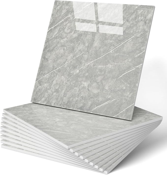 WADILE 20PC Peel and Stick Wall Panels 11.8 x 11.8 Dark Grey | Marble look, Self adhesive, PVC Panels, Lightweight Foam Wall Panels, Bathroom, Kitchen, Not Real Tile by WADILE