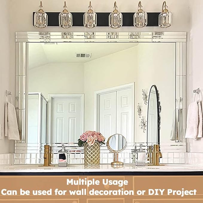 Diflart Beveled Mirror Backsplash Tiles for Kitchen, Silver Strip, 12x12 Inch, Mirror Strip Tile for Bathroom Accent Wall, Pack of 5 Sq.ft - Image 6