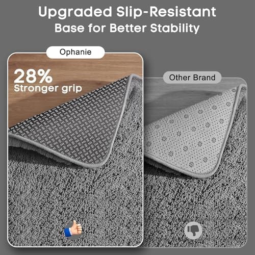 Ophanie Small Rug Washable Non Slip Throw Bedside Area Rugs, Fluffy Soft Mini Bedroom Carpet, Door Entryway Indoor Inside Front Entrance 2x3 Mat 2 Pack, Home Decor Aesthetic, Grey - Image 4