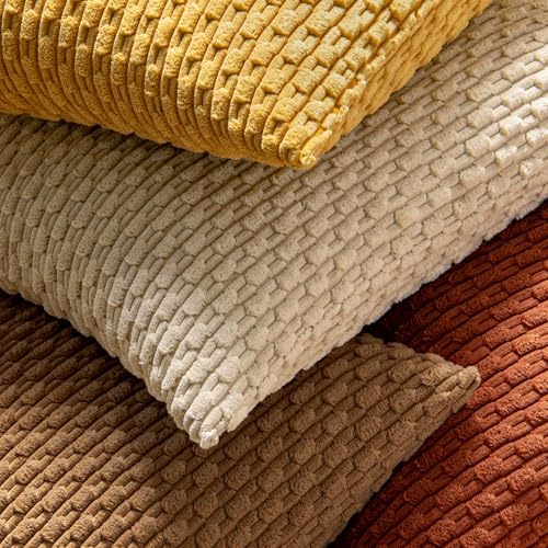 MIULEE Fall Decorative Throw Pillow Covers 18x18 Rust Textured Corduroy - Image 5