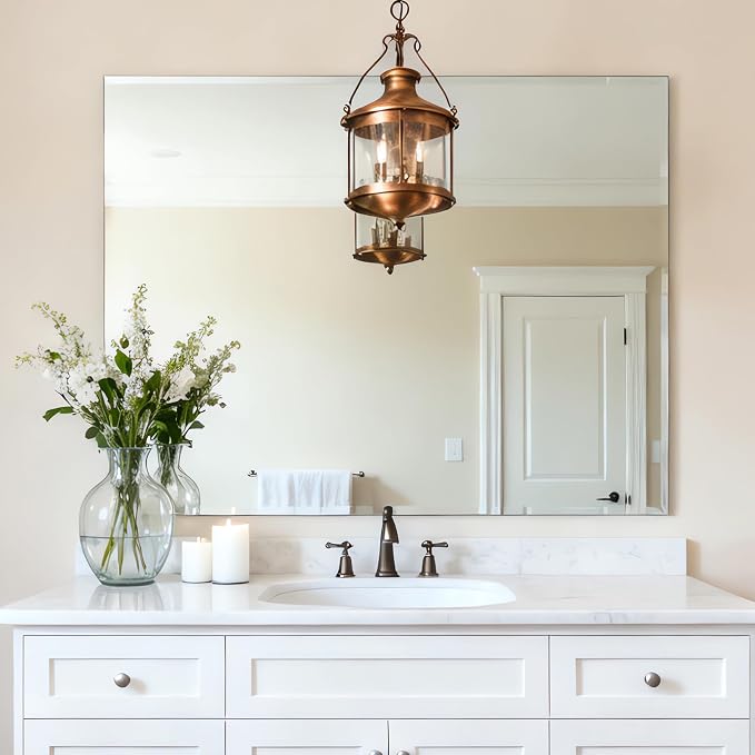 Frameless Wall Mirror 40” x 36“ Bathroom Mirror for Over Sink Beveled Edge - Image 8