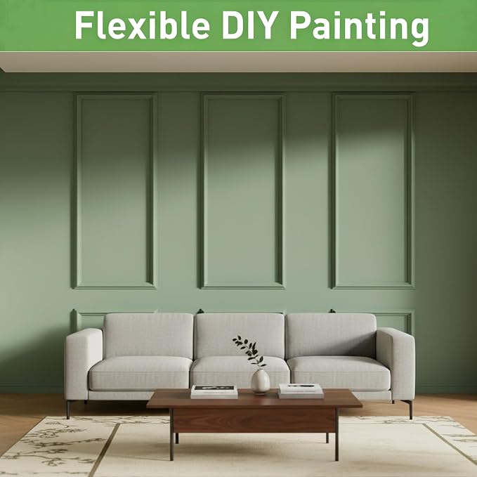 Pre Cut Wall Molding, 3 Set Wainscoting Panels Peel and Stick, 54 x 24 in | Paintable & Ready-to-Assemble, Lightweight Wall Moulding Panel for Living Room Bedroom Hallway Kitchen Island - Image 5
