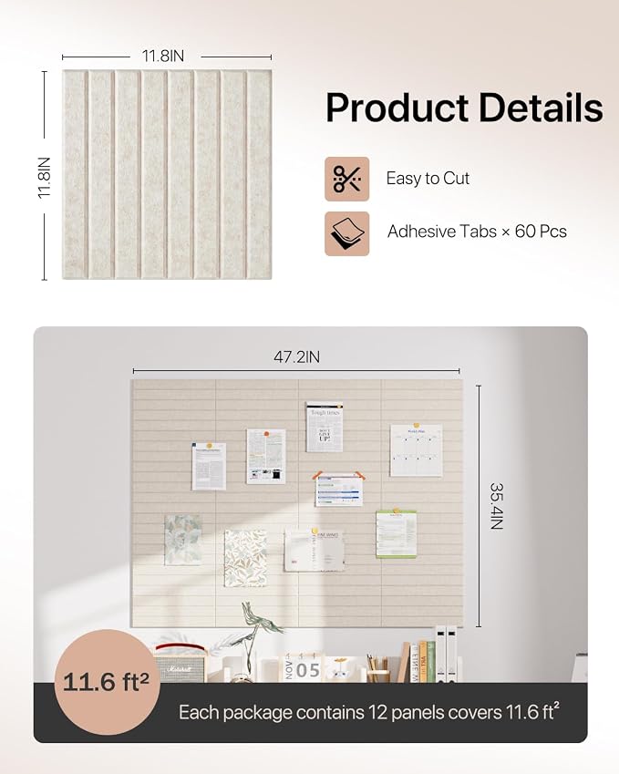 Acoustic Panels 12 Pack Square Soundproof Wall Panels with 60 Adhesive Tapes, High Density Acoustic Foam Panels Sound Proof Foam for Home Office, Recording Studio, Ceiling, 12" X 12" X 0.4" - Image 2
