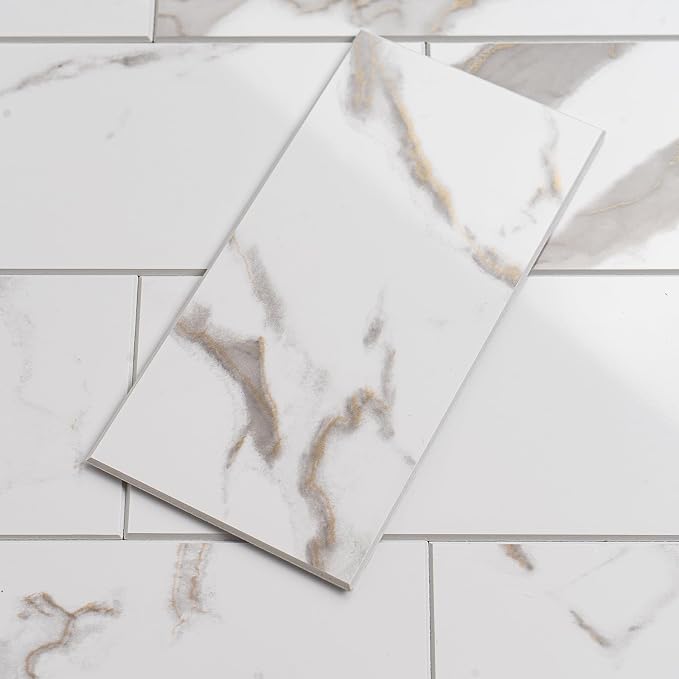 StyloVue 100 Pieces Peel and Stick Backsplash for Kitchen, 3" x 6" PVC Subway Tile 2026 Upgraded White Marble with Gold Accent Backsplash Stick on Tile Elevate Kitchen Fireplace RV - Image 7