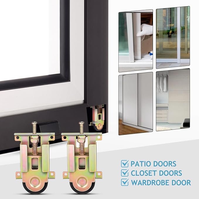 Gatuida Sliding Door Rollers Replacement Closet Door Roller Kit with Ball Bearing Wheels Adjustable Height 2 Pack Sliding Mirror Door Wheels for Framed Closet Doors - Image 6