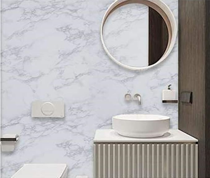 Marble Contact Paper White Peel and Stick Wallpaper for Kitchen Countertop | 17.71" x 196.8" Thick Gray Granite PVC Roll for Cabinet Furniture Renovated Easy to Remove Without Leaving Glue Upgrade - Image 8