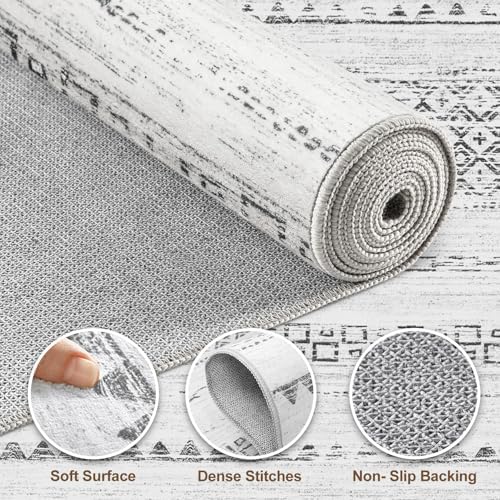Nakagishi Round Rug Boho Area Rugs: 8x8 Washable Large Circle Neutral Soft Stain Resistant Non-Slip Carpet for Women Aged 25-45 Farmhouse Decor Enthusiasts - Living Room Bedroom Dining Room Nursery - Image 3
