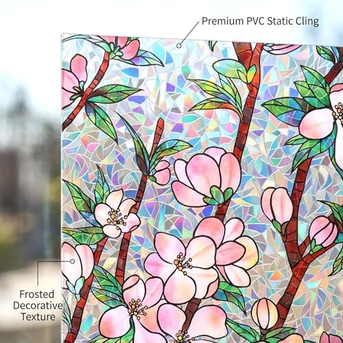 Peach Blossom 3D Prism Window Film Privacy Static Cling Anti UV 17.5x78.7in - Image 4