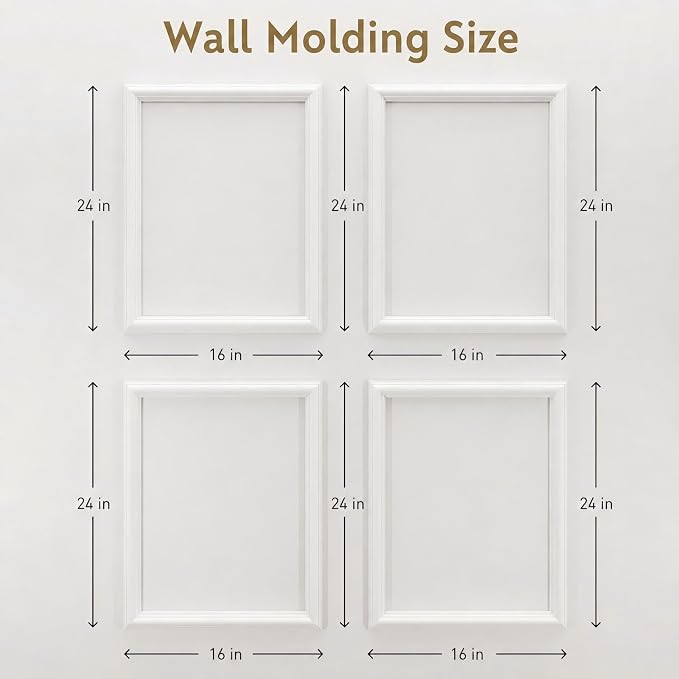 Peel and Stick Wall Molding Kit,4 Frames, 16 x 24 Inch | Four 16 x 24 in pre-cut frames create a taller wainscoting look for bedrooms, hallways, doors, and accent walls. - Image 2