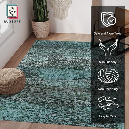 RUGSURE Washable Area Rug - 1/6 Thick - Stain & Water Resistant Non-Slip - Resistant Rug for Living Room, Bedroom, Nursery, Pet & Child Friendly, Vintage Charm Area Rugs (Green, 6' x 9') - Image 2