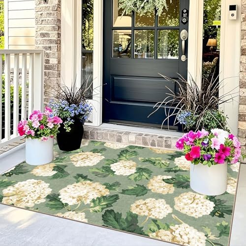 3x5 Floral Entry Rug - Washable Indoor Outdoor Mats for Front Door - Image 3