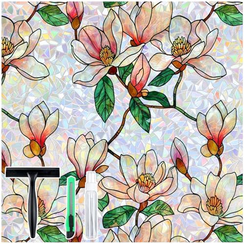 rabbitgoo Window Privacy Film Rainbow, Floral Magnolia, 35.4" x 118.1" by rabbitgoo