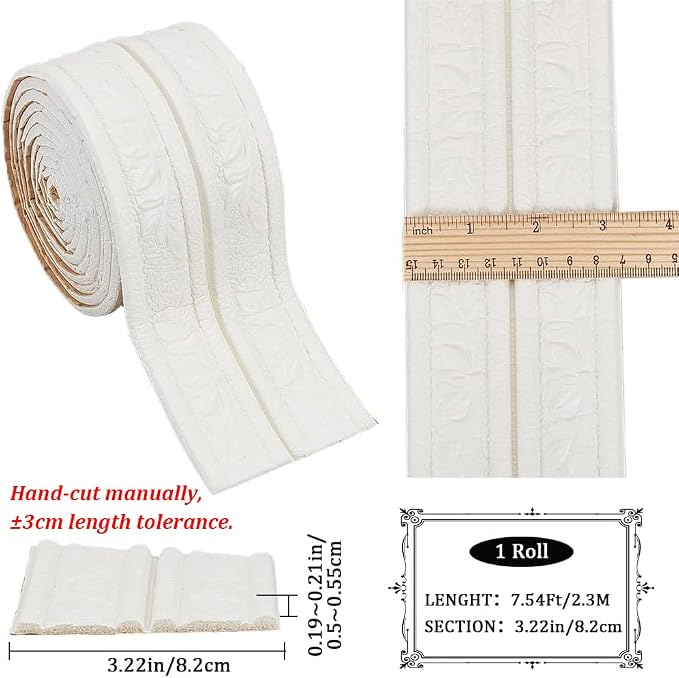 CRASPIRE 90.5 x 3 Wider White Foam Flexible Molding Trim Peel and Stick Self Adhesive Crown 3D Decorative Wallpaper Border Caulk Trim Wall Baseboard Lines Mirror Moulding Frame Strip for Home Decor - Image 2