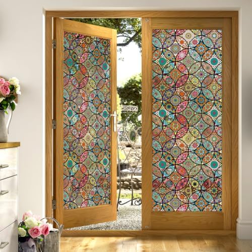 JiffDiff Stained Glass Window Film Static Cling Non Adhesive, 17.3"x 78.7" - Image 4