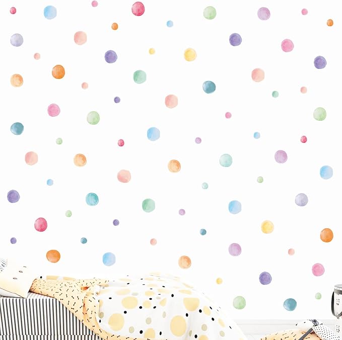 201 Pcs Watercolor Polka Dots Wall Decals, Peel and Stick Boho Rainbow Wall Stickers, Multicolor Circle Wall Decor,Pastel Colorful Round Decoration for Girls Bedroom Kids Nursery Classroom Playroom - Image 7