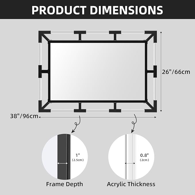 Chende Modern Black Wall Mirror Decor with Clear Acrylic and Metal Frame - Image 8