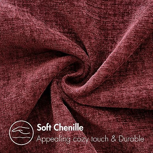 MIULEE Soft Chenille Throw Pillow Covers Burgundy 18x18 Inch Pack of 2 - Image 2