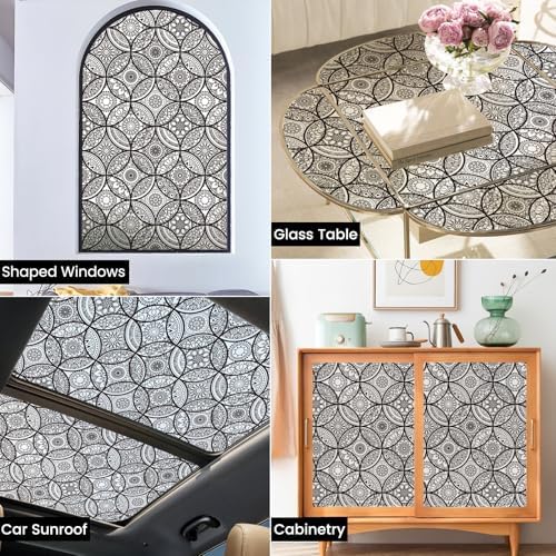 DKTIE Boho Stained Glass Window Privacy Film Easy to Install 17.7" x 78.7" - Image 6
