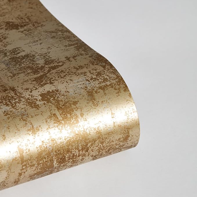 Tempaper Distressed Gold Leaf Metallic Gold Removable Peel and Stick Wallpaper, 20.5 in X 33 ft, Made in The USA - Image 7