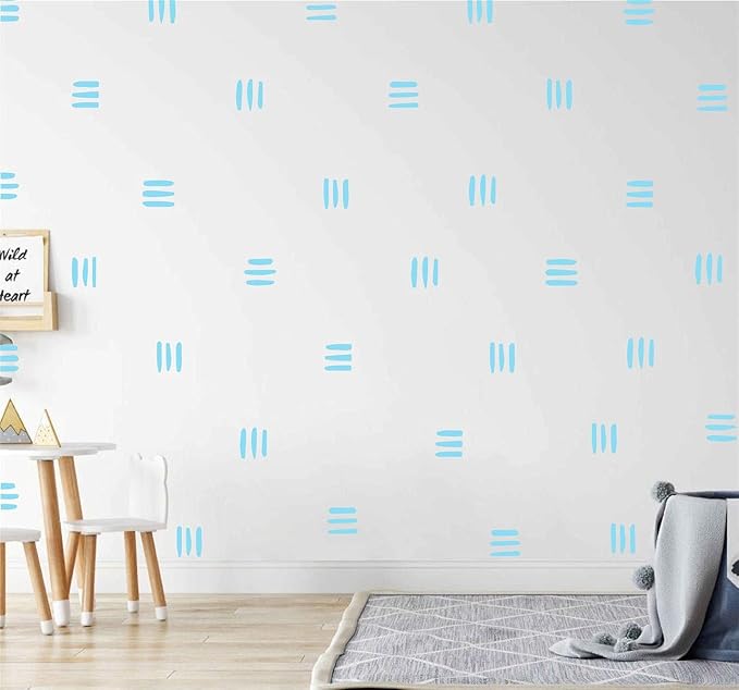 120Pcs Modern Line Wall Sticker Boho Nursery Decal (Blue) | Self Adhesive Vinyl, Removable Waterproof Murals, Minimalist Home Art, Ideal DIY Decor For Living Room YT5037 by YUHASIDE
