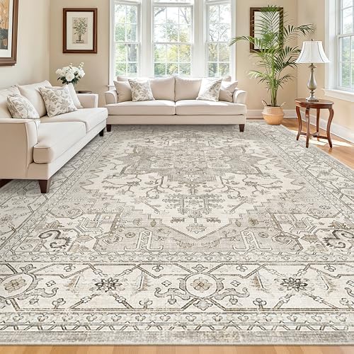 Madane 8x10 Area Rugs for Living Room, Non-Slip Washable Rug, Beige/Brown - Image 2