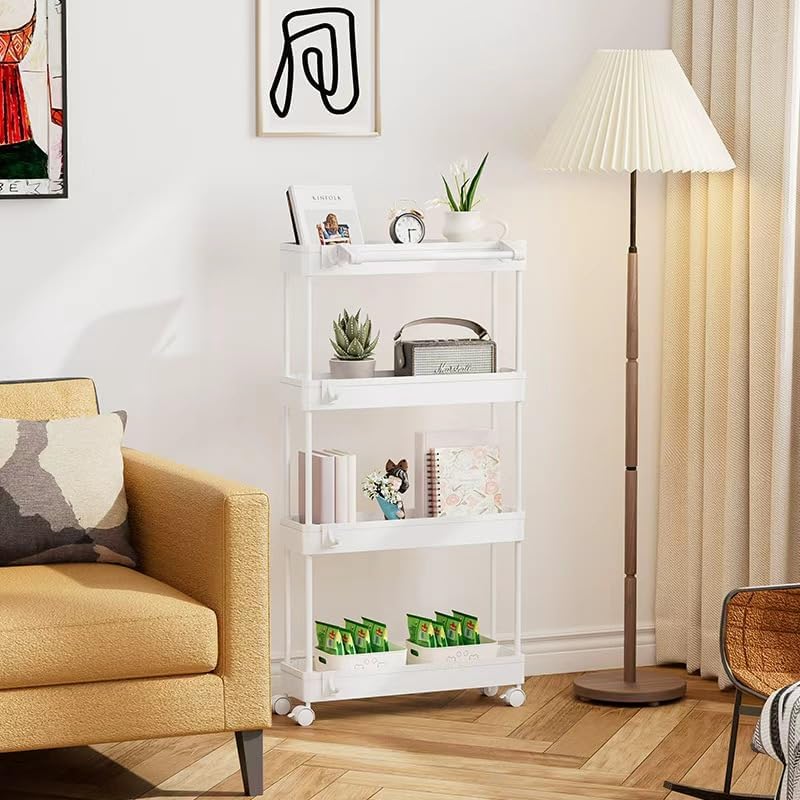 4 Tier Slim Storage Cart with Rolling Wheels (15.3" L x 4.7" W x 39.3" H) - Image 4